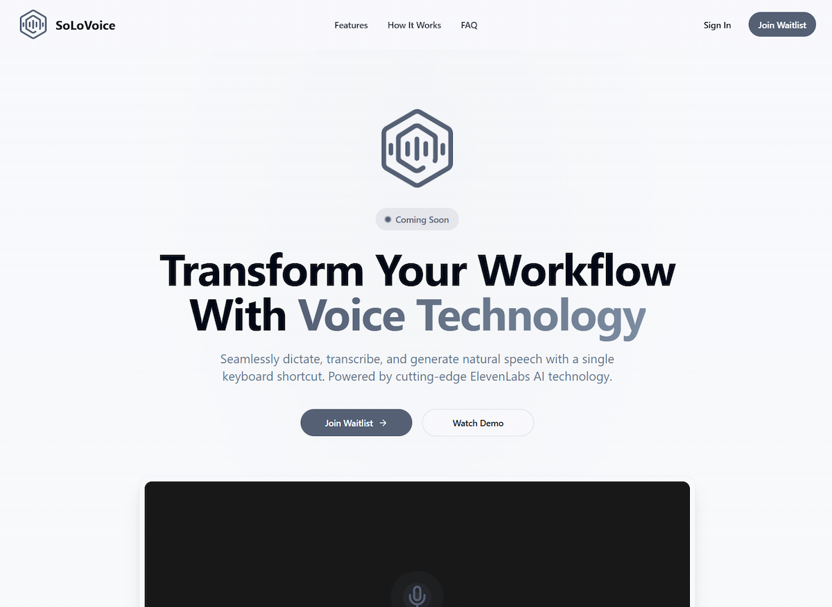 SoLoVoice desktop interface