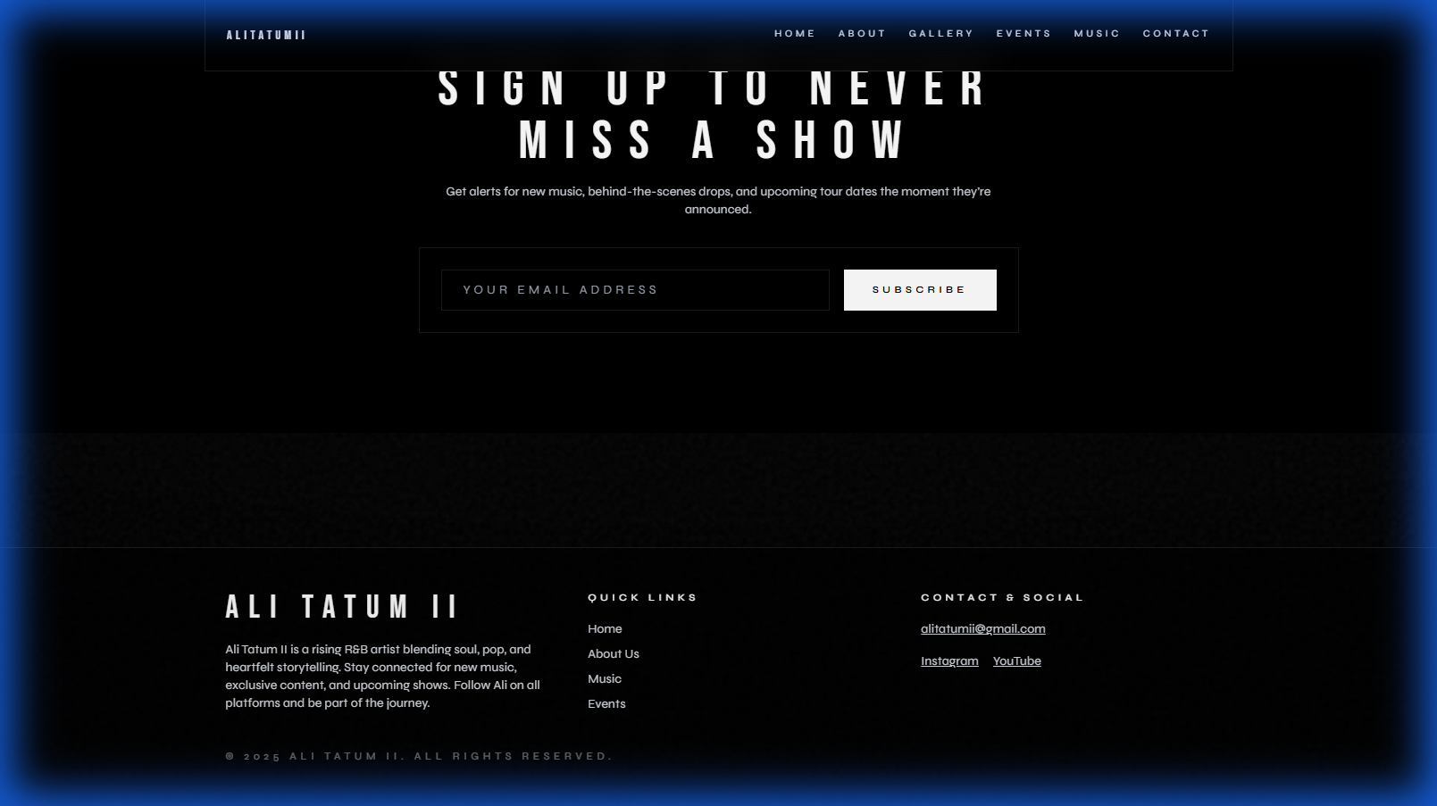 Ali Tatum II website homepage