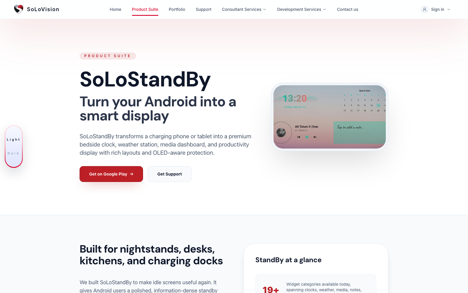 SoLoStandBy landing page screenshot